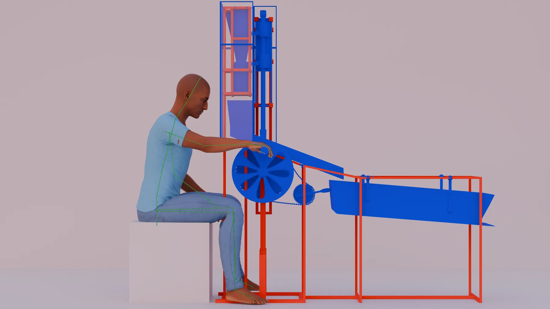 Posture assessment of a seated operator at the proposed cashew shelling machine